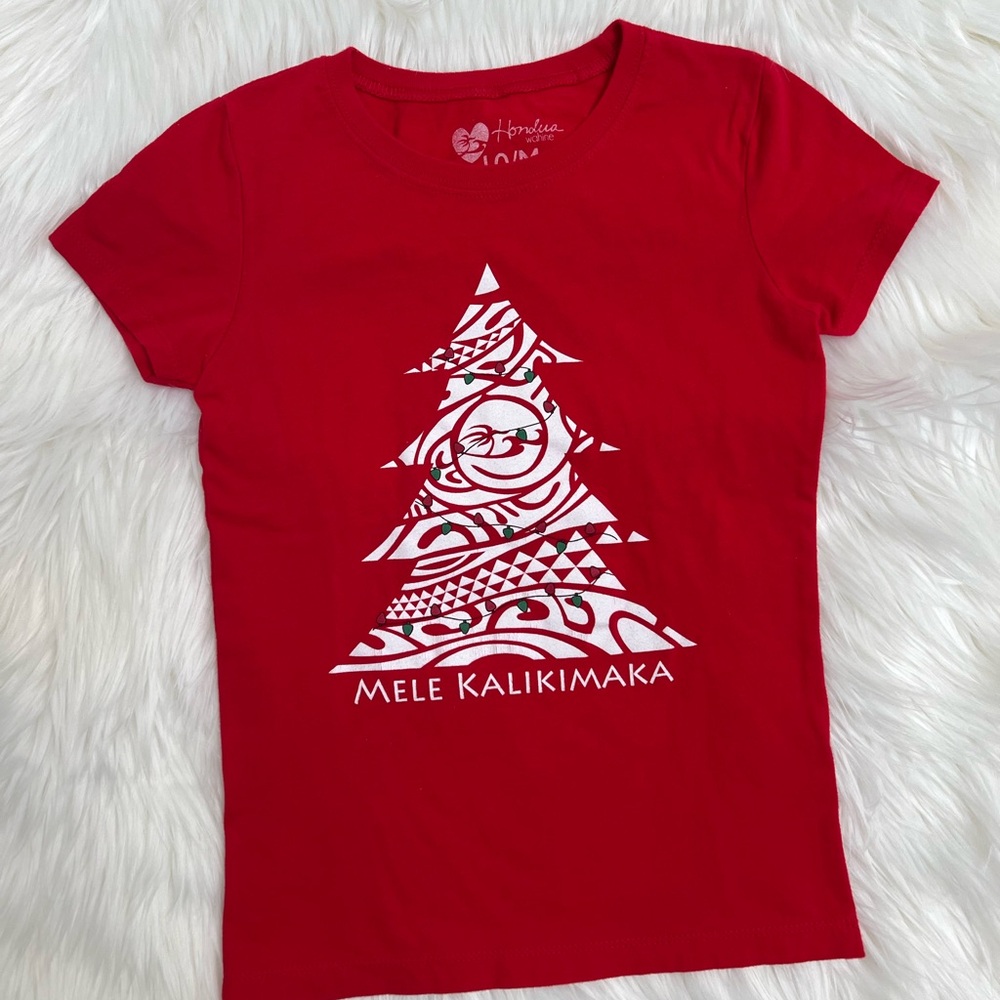 Honolua Girls Mele Kalikimaka Red Graphic Tee - Size 10M